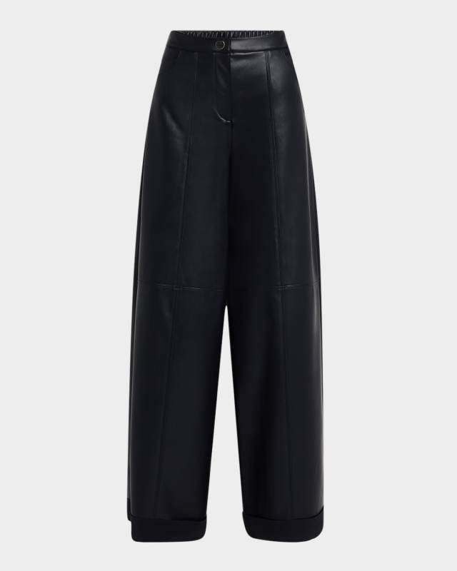 Marina Wide-Leg Faux Leather Pants